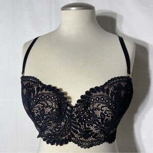 Aerie Black Lace Bralette 34D Fairy Fairycore Goth Whimsygoth Coquette